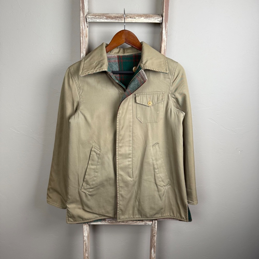 Vintage 60s Reversible Wool Plaid‎ Canvas Jacket size Small, 38, USA - Picture 4 of 8